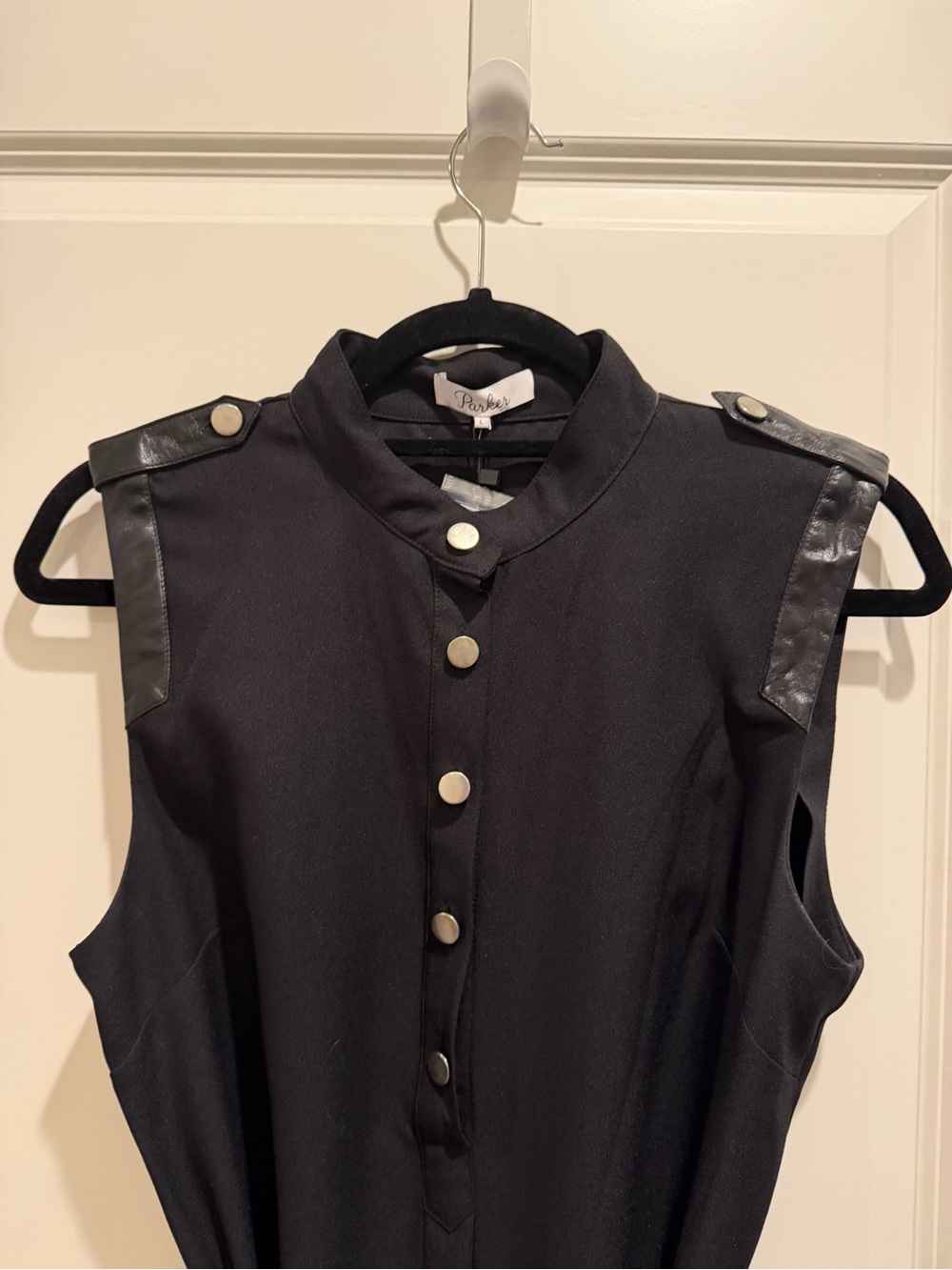 Parker Sleeveless Black Shirt Dress with Tie Waist